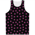 Pink Emo Skull Pattern Print Men's Tank Top