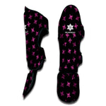 Pink Emo Skull Pattern Print Muay Thai Shin Guard