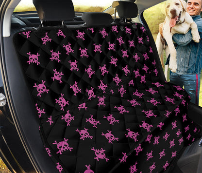 Pink Emo Skull Pattern Print Pet Car Back Seat Cover