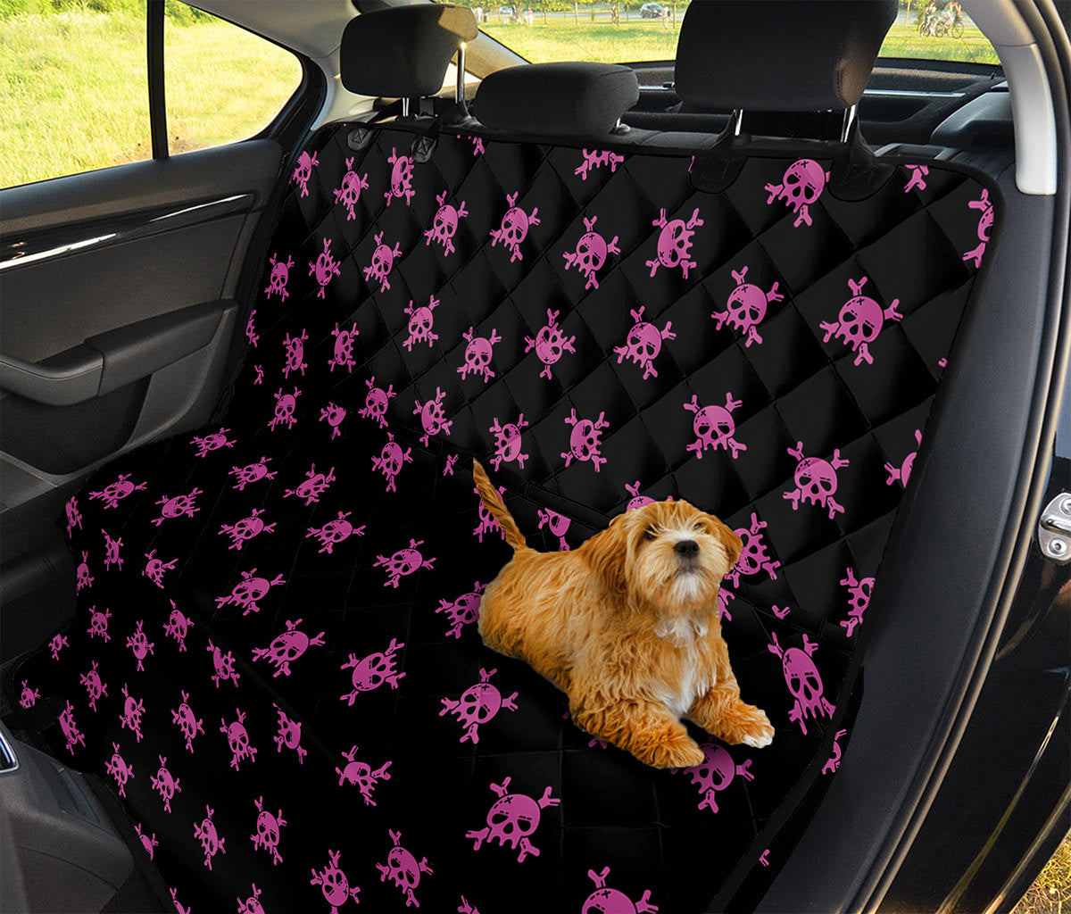 Pink Emo Skull Pattern Print Pet Car Back Seat Cover