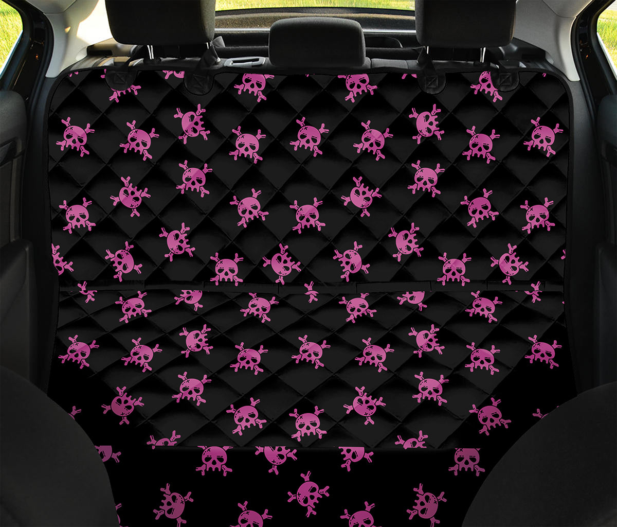 Pink Emo Skull Pattern Print Pet Car Back Seat Cover