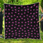 Pink Emo Skull Pattern Print Quilt