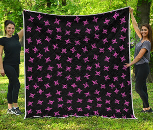 Pink Emo Skull Pattern Print Quilt