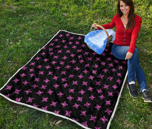 Pink Emo Skull Pattern Print Quilt