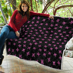 Pink Emo Skull Pattern Print Quilt