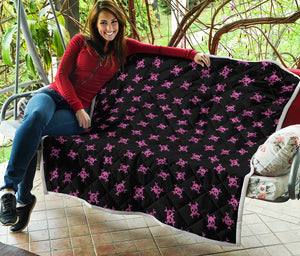 Pink Emo Skull Pattern Print Quilt