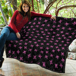 Pink Emo Skull Pattern Print Quilt