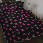 Pink Emo Skull Pattern Print Quilt Bed Set