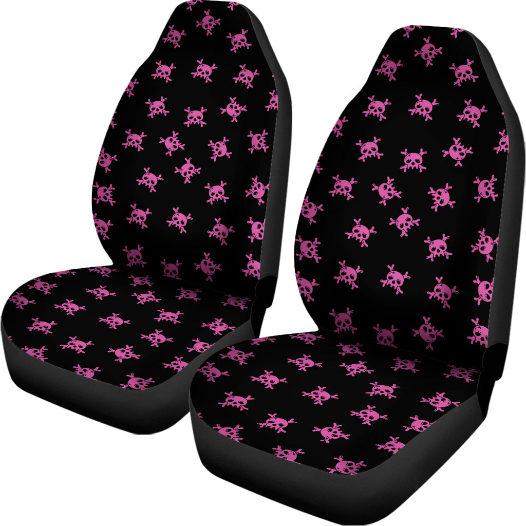 Pink Emo Skull Pattern Print Universal Fit Car Seat Covers