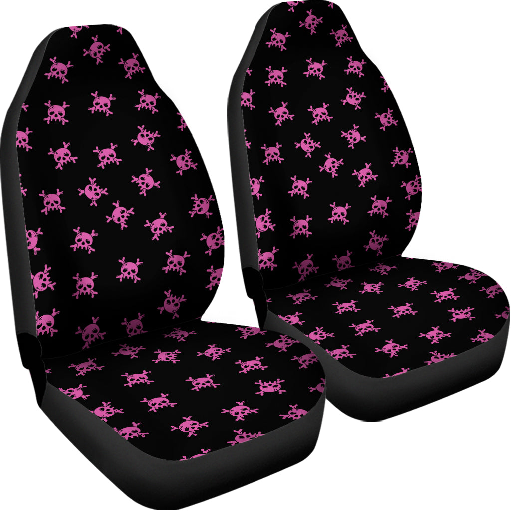 Pink Emo Skull Pattern Print Universal Fit Car Seat Covers