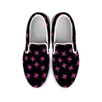 Pink Emo Skull Pattern Print White Slip On Shoes