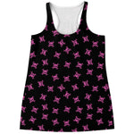 Pink Emo Skull Pattern Print Women's Racerback Tank Top