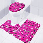 Pink Emo Symbols Pattern Print 3 Piece Bath Mat Set