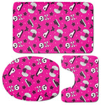 Pink Emo Symbols Pattern Print 3 Piece Bath Mat Set