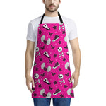 Pink Emo Symbols Pattern Print Apron