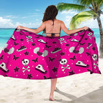 Pink Emo Symbols Pattern Print Beach Sarong Wrap
