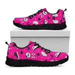 Pink Emo Symbols Pattern Print Black Sneakers