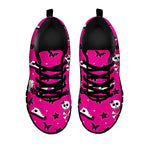 Pink Emo Symbols Pattern Print Black Sneakers