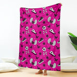 Pink Emo Symbols Pattern Print Blanket