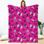 Pink Emo Symbols Pattern Print Blanket
