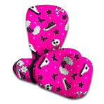 Pink Emo Symbols Pattern Print Boxing Gloves