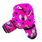 Pink Emo Symbols Pattern Print Boxing Gloves