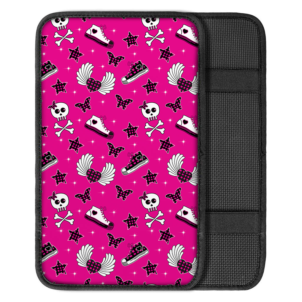 Pink Emo Symbols Pattern Print Car Center Console Cover