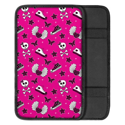 Pink Emo Symbols Pattern Print Car Center Console Cover