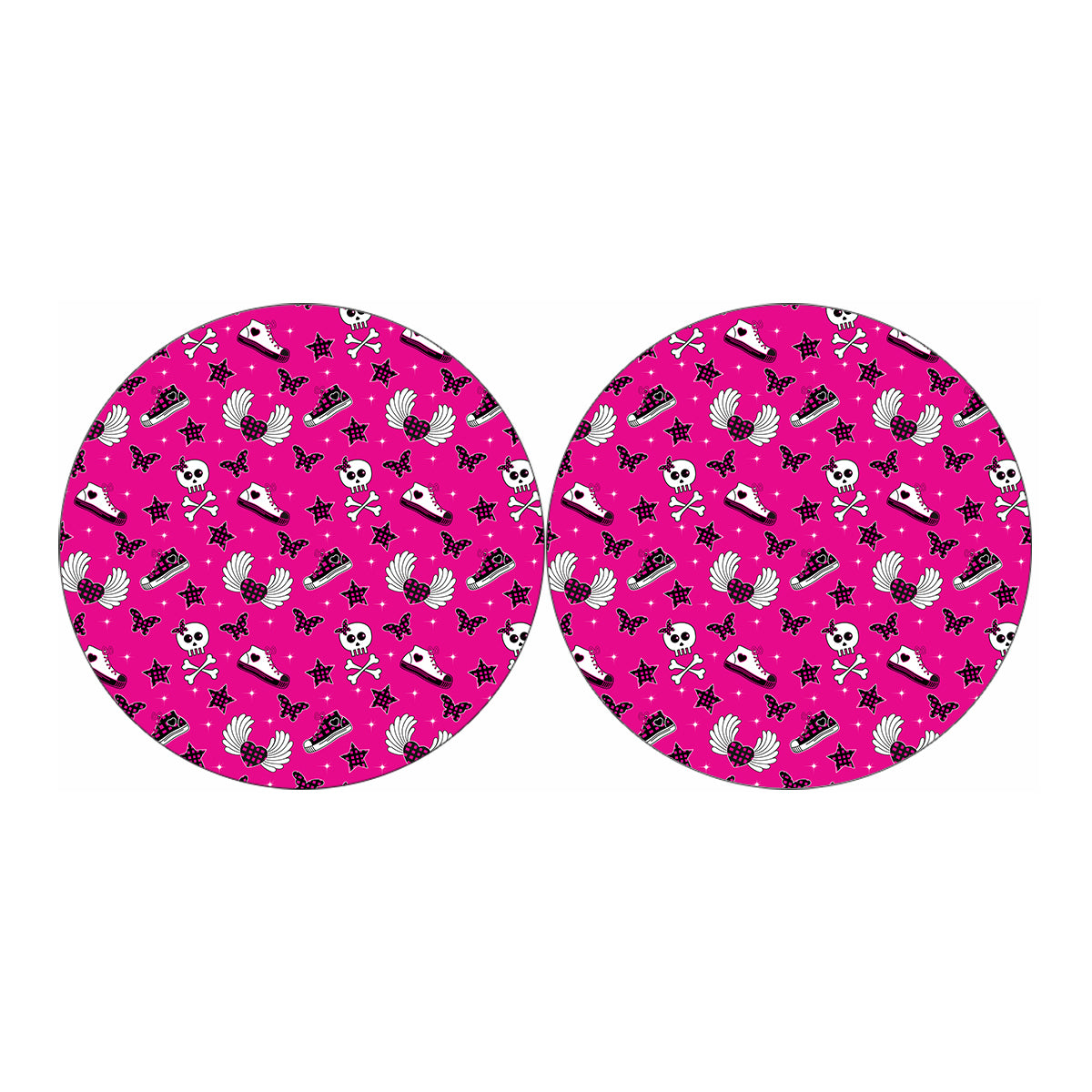 Pink Emo Symbols Pattern Print Car Coasters
