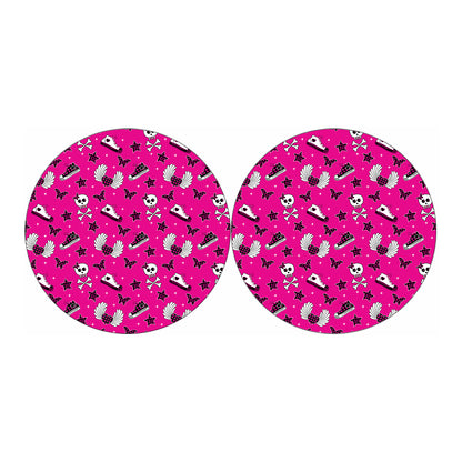 Pink Emo Symbols Pattern Print Car Coasters