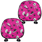 Pink Emo Symbols Pattern Print Car Headrest Covers