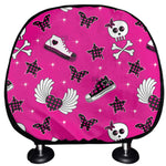 Pink Emo Symbols Pattern Print Car Headrest Covers