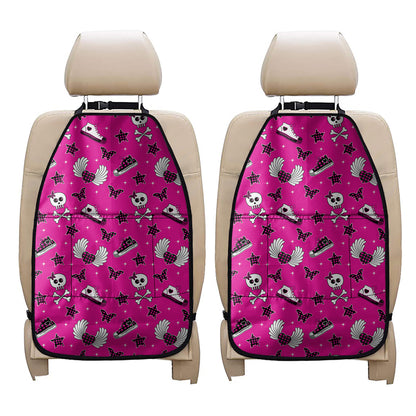 Pink Emo Symbols Pattern Print Car Seat Organizers