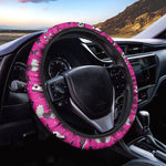 Pink Emo Symbols Pattern Print Car Steering Wheel Cover
