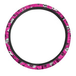 Pink Emo Symbols Pattern Print Car Steering Wheel Cover