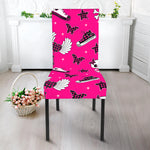 Pink Emo Symbols Pattern Print Dining Chair Slipcover