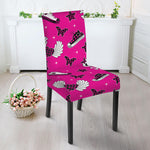 Pink Emo Symbols Pattern Print Dining Chair Slipcover