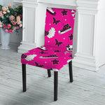 Pink Emo Symbols Pattern Print Dining Chair Slipcover