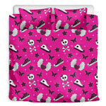 Pink Emo Symbols Pattern Print Duvet Cover Bedding Set