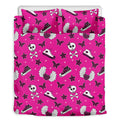 Pink Emo Symbols Pattern Print Duvet Cover Bedding Set