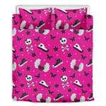 Pink Emo Symbols Pattern Print Duvet Cover Bedding Set