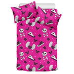 Pink Emo Symbols Pattern Print Duvet Cover Bedding Set