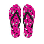 Pink Emo Symbols Pattern Print Flip Flops