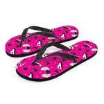 Pink Emo Symbols Pattern Print Flip Flops