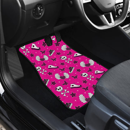 Pink Emo Symbols Pattern Print Front and Back Car Floor Mats