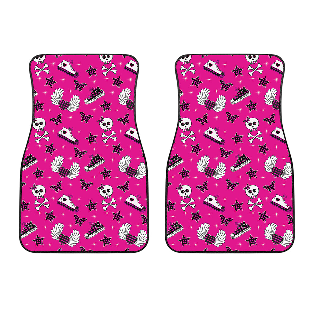 Pink Emo Symbols Pattern Print Front Car Floor Mats