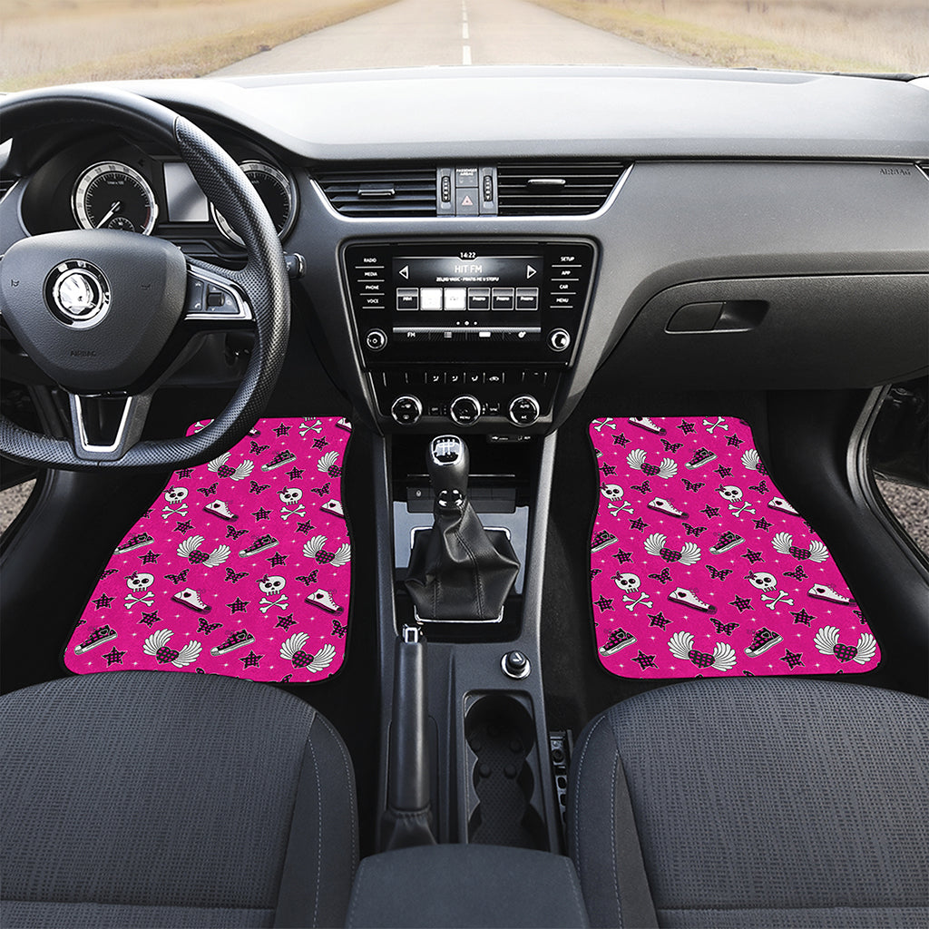 Pink Emo Symbols Pattern Print Front Car Floor Mats