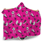 Pink Emo Symbols Pattern Print Hooded Blanket