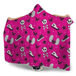 Pink Emo Symbols Pattern Print Hooded Blanket