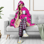 Pink Emo Symbols Pattern Print Hooded Blanket